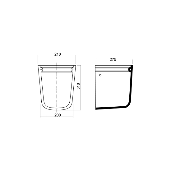 Lavabo için yarım kaide 1660-140 - Teknik çizim