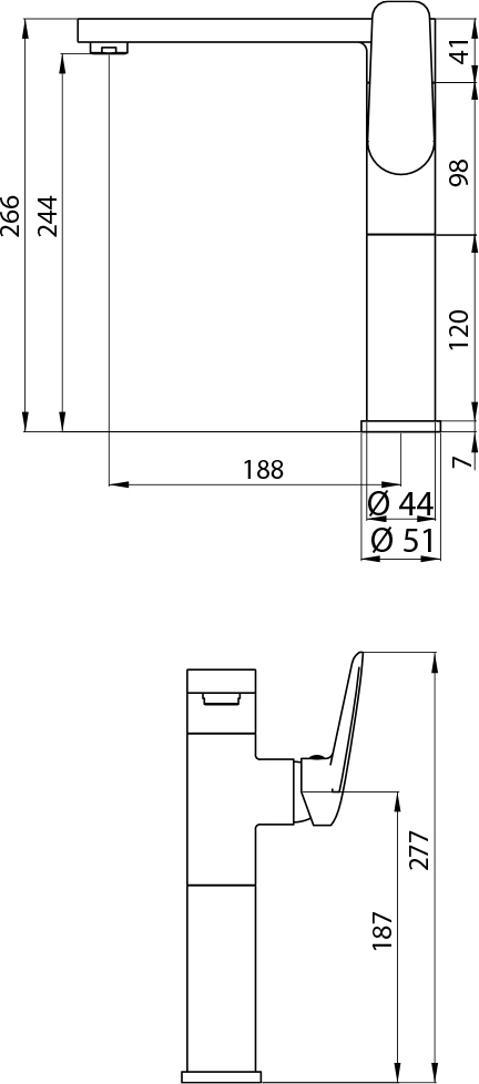 Drawing — Washbasin Mixer 1654-0010