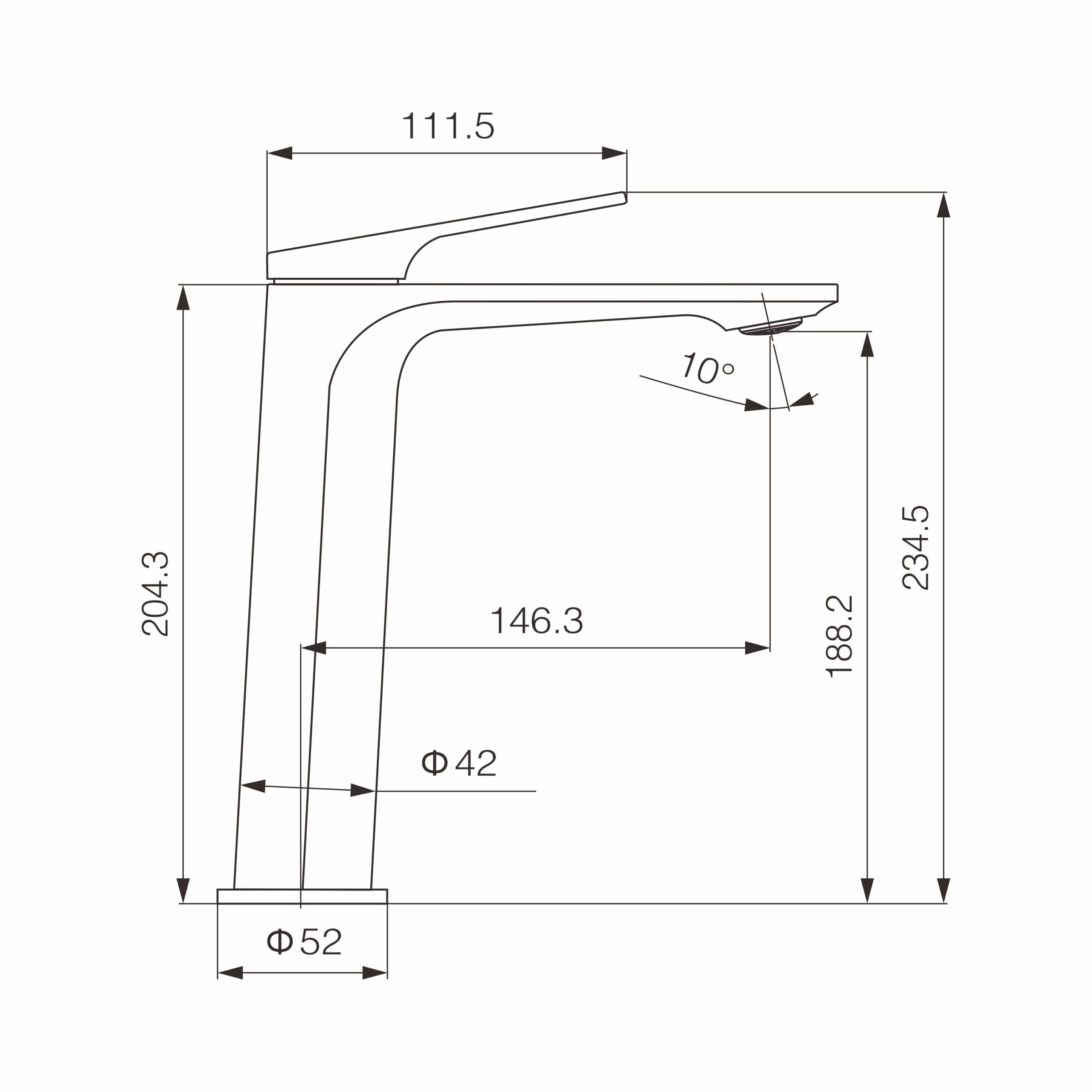 Basin Mixer 1654-2126BN - Drawing