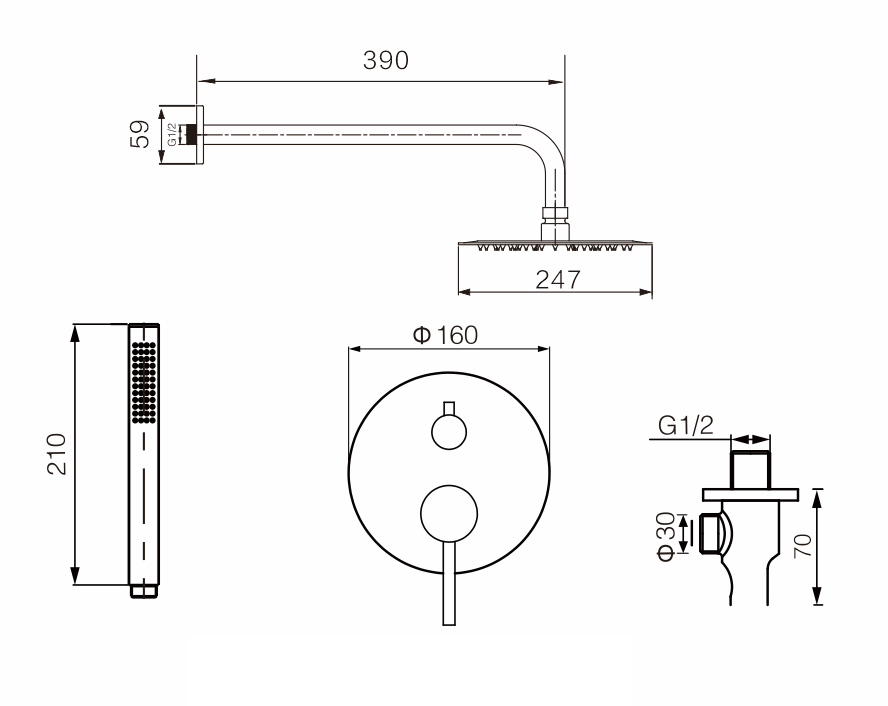 Concealed Shower 570-024RG - Drawing