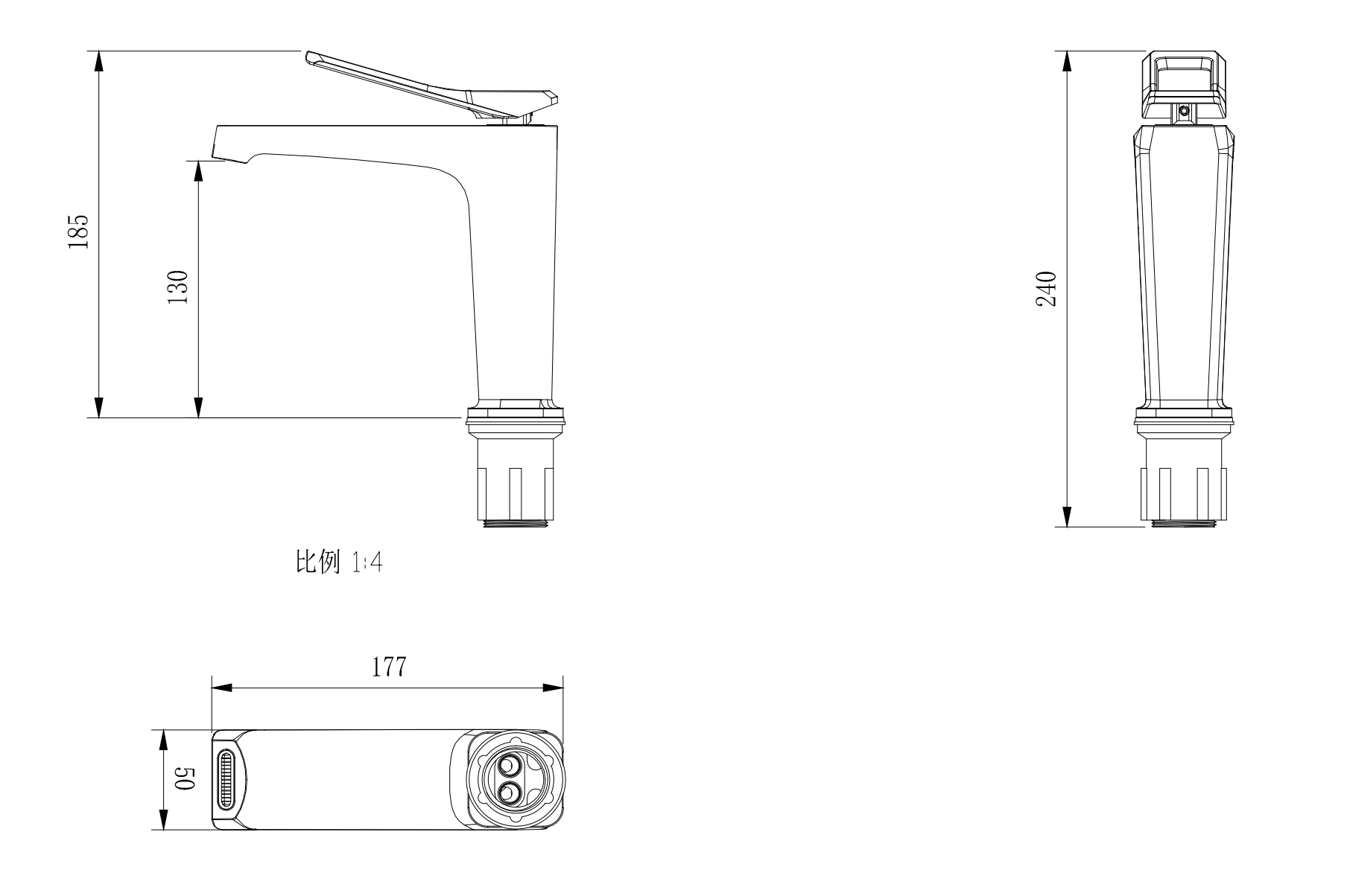 Lavabo Bataryası 1654-2220BN - Teknik çizim