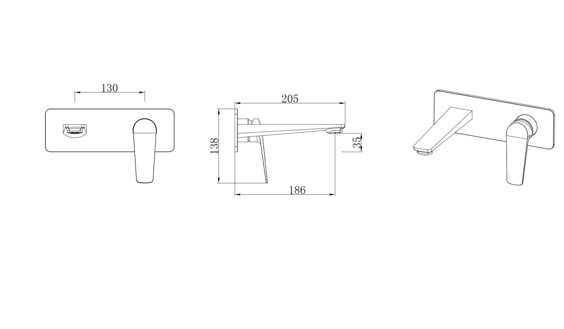 Concealed Basin Mixer 1654-877GG - Drawing