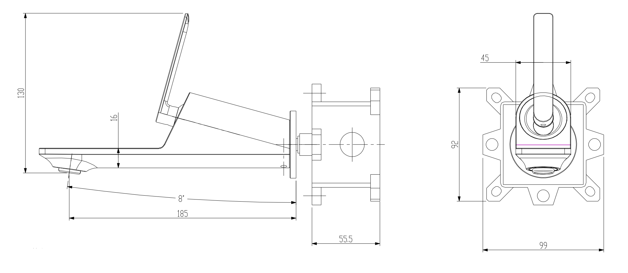 Wall mounted Mixer 1722-0911G - Drawing