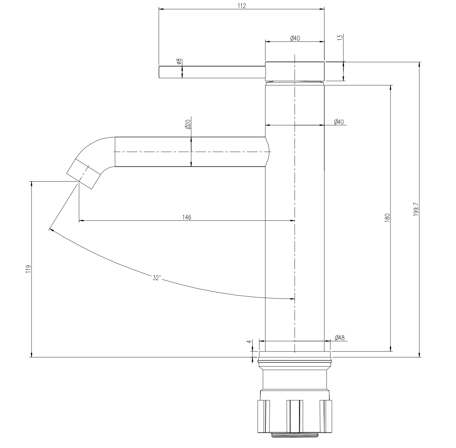 Lavabo Bataryası 1654-2129RG - Teknik çizim