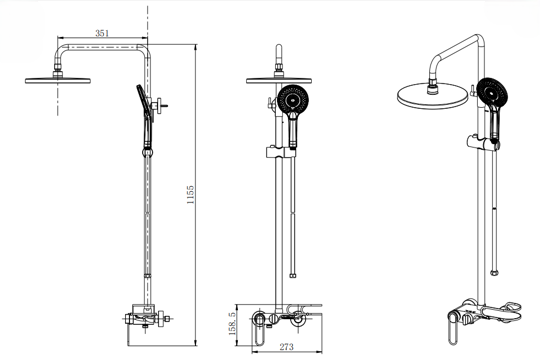 Drawing — Column shower 1654-9731CG
