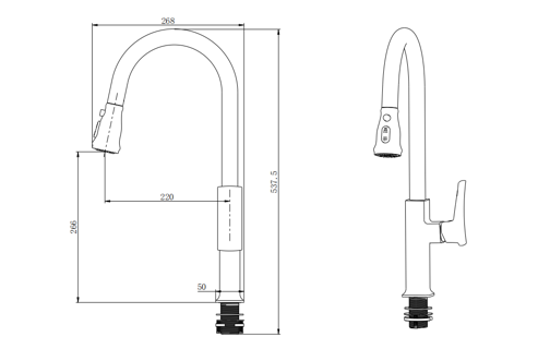 Mutfak Bataryası 1654-8033RG - Teknik çizim