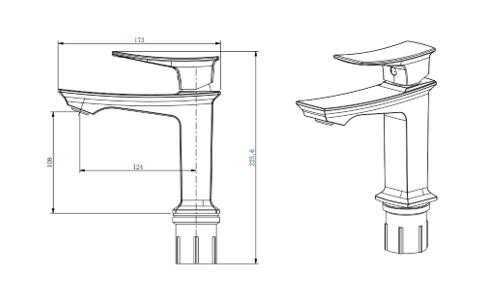 Lavabo Bataryası 1654-8002RGB - Teknik çizim