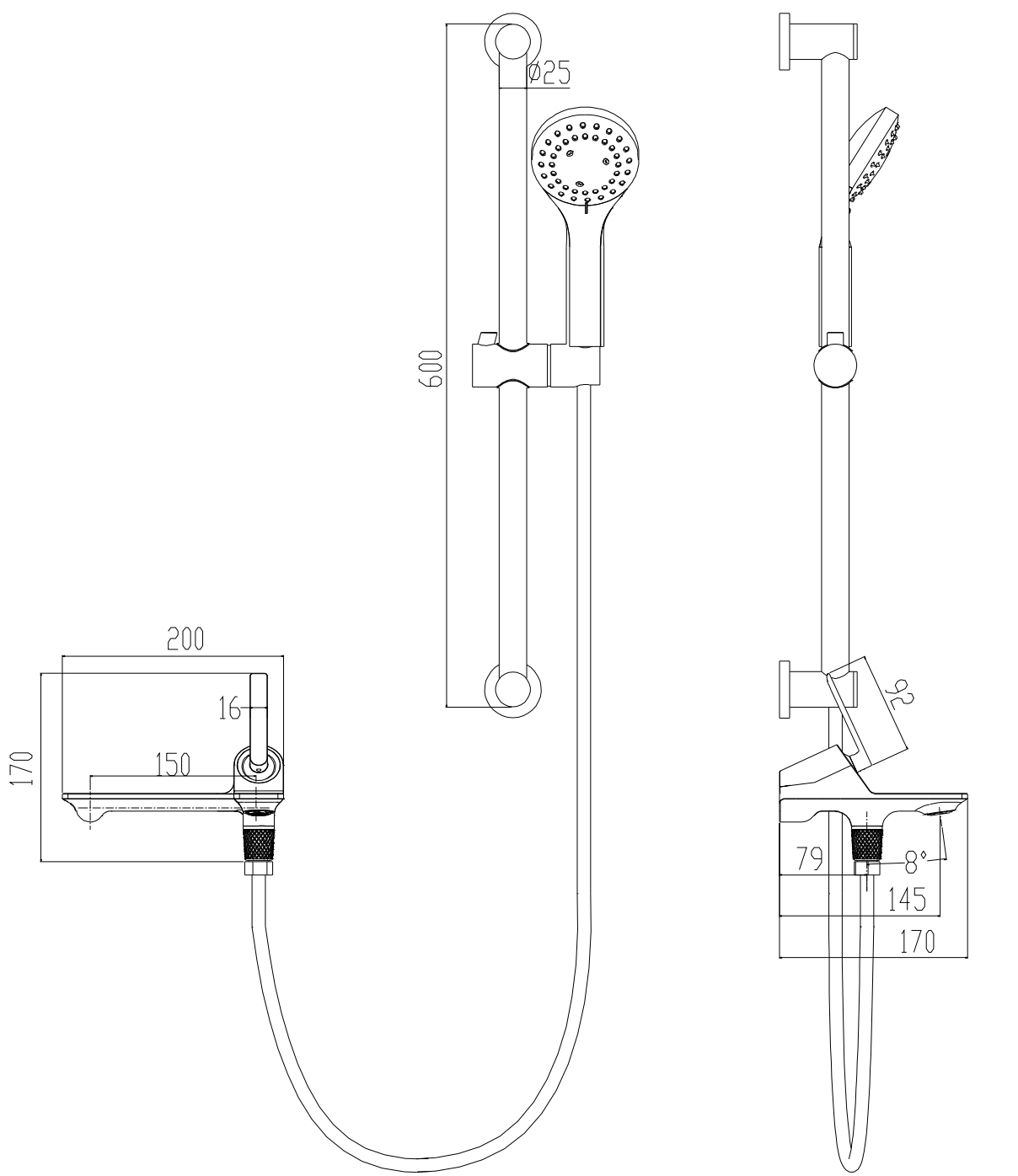 Bath Mixer 1654-0217C - Drawing