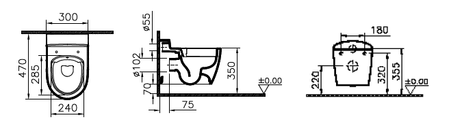 Asma Klozet 1620-7878 - Teknik çizim