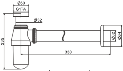Şişe Sifonu 601-054 - Teknik çizim