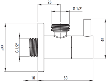 Ara musluk HL-ST654 - Teknik çizim