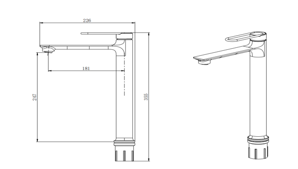 Lavabo Bataryası 1654-2132GG - Teknik çizim