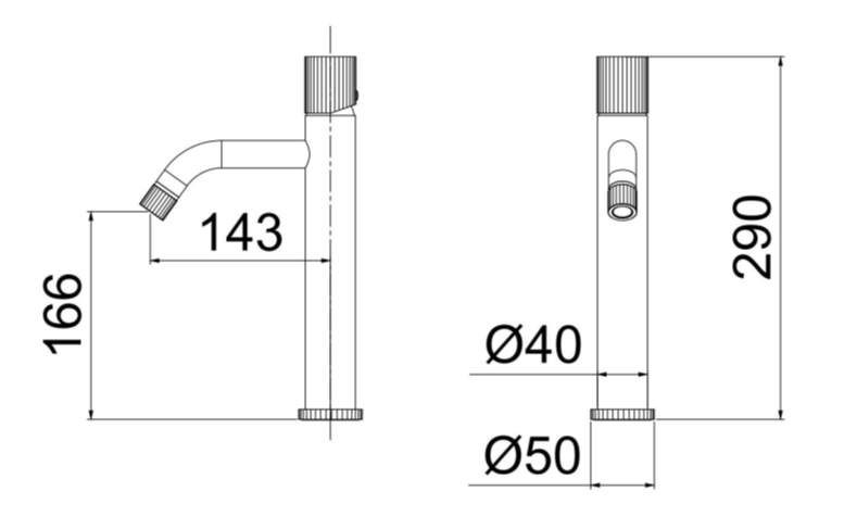 Drawing — Wash Basin Mixer 1654-2002RLG