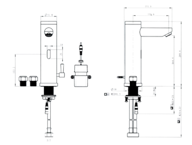 Drawing — Automatic Sensor Tap Basin Faucet 1722-8125