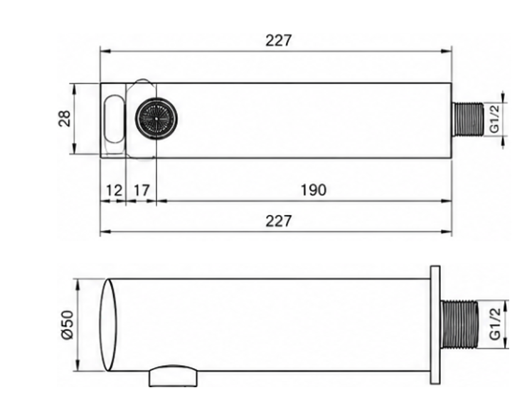 Wall Mounted Ablution Faucet 1722-0090 - Drawing