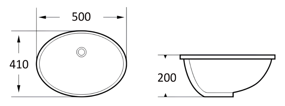 Ceramic washbasin 1610-0180 - Drawing