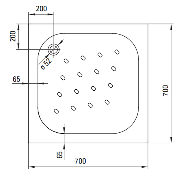 Acrylic shower tray LXD-7012 - Drawing